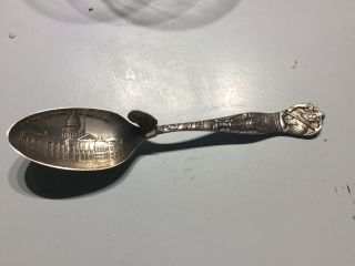 Antique 6 - In Sterling Silver Souvenir Spoon State Capitol Denver Co