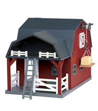 Terra Battat Huge Red Toy Barn,  Hinge Roof Hay Loft Horse Stall Farm Animals Euc