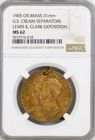 1905 Lewis & Clark Centennial Expo Medal - U.  S Cream Separators,  Ms62 Ngc,  Token