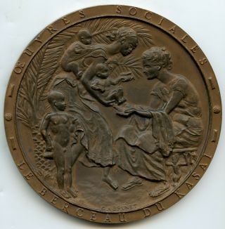 Belgium Congo 50 Years Of Society Of Mines 1956 Bronze Medal By Brunet 86mm