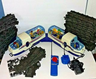 Vintage Playmobil Rc Train Tram W/ Track Remote Control & Charger (no Batterie)