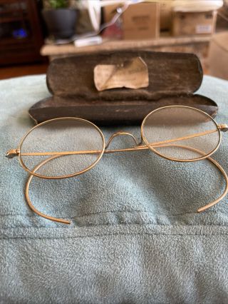 Antique Glasses Stevens & Co.  Spectacles Case Small Oval Lenses