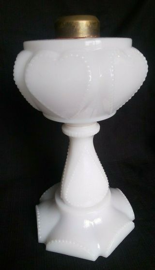 Antique Findlay Queen Of Hearts White Beaded Heart Sweetheart Oil Lamp Base