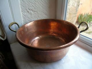 French Copper Jam Preserving Pan Mixing Bowl Top Diameter 14  Antique Vintage