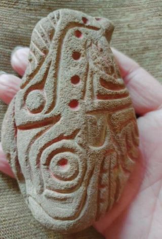 Pre - Columbian Artifact Carved Unique Eye Twister Stone