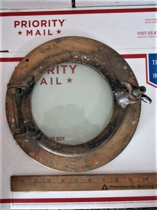 Vintage Antique Ship 10 " Porthole Brass/bronze 6 " Window 1 Dogear Lockdown