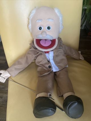 Silly Puppets Pops Peach Skin Grandfather Old Man Professor Hand Puppet 26”