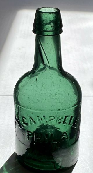Antique Campbell Soda Beer Bottle Iron Pontil Dyottville Glass Maker 1850