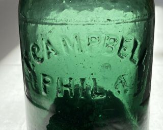 Antique Campbell Soda Beer Bottle Iron Pontil Dyottville Glass Maker 1850 2