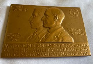 Orville & Wilbur Wright Brothers 81 X 56mm Bronze Medal Us /plaque Angel.
