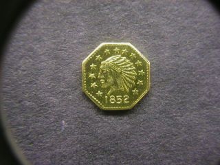 1852 California Gold Indian Head Octagonal 1/4 Dollar Token/coin: Center Star