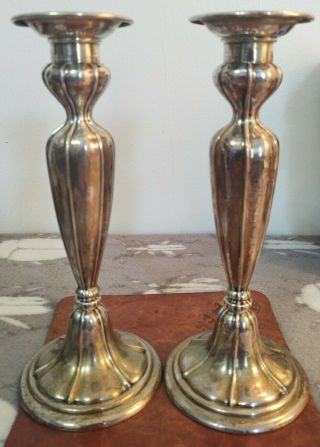 Vintage Gorham Sterling Candlesticks Pair A10075 Cement - Loaded