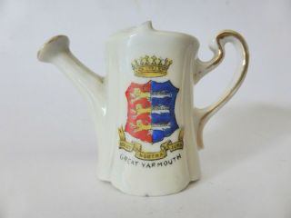Antique Crested Ware Watering Can,  Arms Of Great Yarmouth,  Miniature