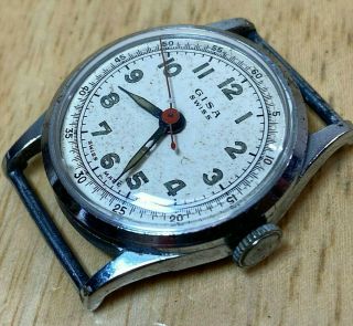 Vintage Gisa Swiss Mens Silver Military Hand - Wind Mechanical Watch Hours Not Run