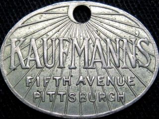 Pittsburgh Pennsylvania Credit Charge Coin Kaufmann 