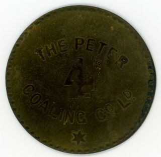 St.  Lucia - The Peter Coaling Co.  Ld.  4 Loads Upright Stem Token