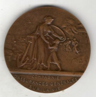 1919 French Medal For 100 Year Anniversary Of General Life Insurance Company