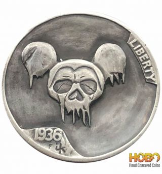 Hobo Nickel Coin 1936 Buffalo " Dead Rat " Hand Engraved By Irmantas Kucinskas
