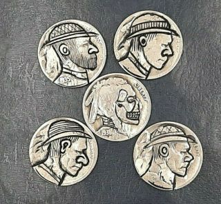 5 Hobo Buffalo Nickels By Brent Pearson Bp