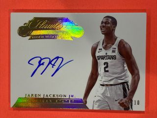 2018 Flawless Basketball Jaren Jackson Jr Rc Gold Rookie Team Slogans Auto 5/10