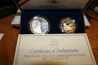 The 1993 Bill Of Right Commemorative Two Coin Proof Set.