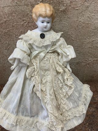 Antique Doll China Shoulder Head 10”tall Molded Hair
