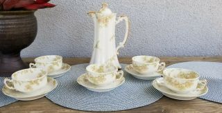 Antique Haviland Limoges The Countess Hot Chocolate Set Schleiger 69 1876 - 1931
