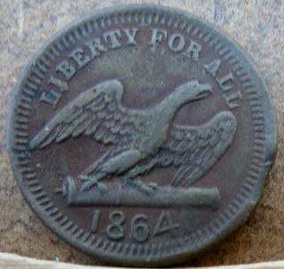 1864 Cwt 160/417a R4 Liberty For All Eagle On Cannon/america & Wreath