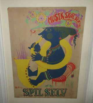 Vintage Bjorn Wiinblad Danish Pottery Lithograph Silkscreen Print Poster 1953