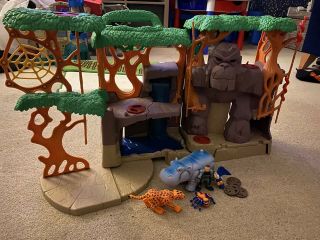 Fisher Price Imaginext Gorilla Mountain Jungle Playset Forest Foldable Toy Set