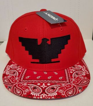 Huelga Bird Snapback Hat Red Bandana Design Bill Over And Under (limited)