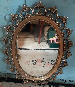 Vintage Syroco Gold Decorative Hallway Bedroom Mirror Large 28 " T X 21 " W