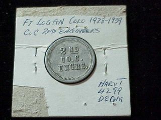 Fort Logan,  Co Co.  C 2nd Engineers Early Colorado Military Token,  Ex Shipley