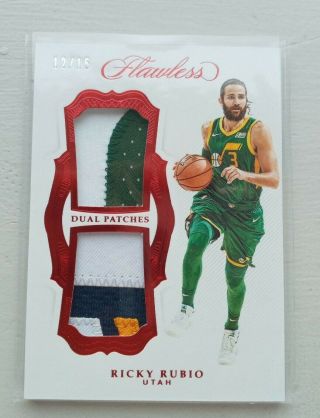 2018 - 19 Flawless Basketball 4clr Dual Patches Ruby Ricky Rubio Jazz 12/15