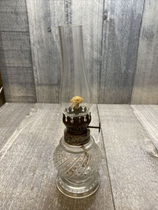 Vintage Hobnail Glass Oil Hurricane Lamp Glass Chimney 8” Tall
