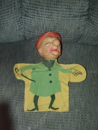 1962 Mr.  Magoo Hand Puppet Upa Pictures Plastic Head Yellow And Green Cloth Body