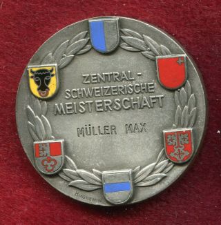 SWITZERLAND 1959 Schützenmedaille Schwyz Shooting medal,  engraver HUGUENIN 2