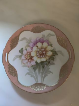 Antique Rs Tillowitz Germany Silesia Floral Porcelain Plate Handles Gold Edge