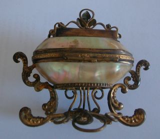 A Gorgeous Bronze And Mother Of Pearl Antique French Hand Made Box