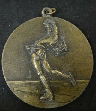Vintage Ice/figure Skating Themed Bronze Metal.  C 1930’s.  58.  5mm