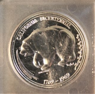 California Bicentennial 1769 - 1969 Silver Coin With Bear
