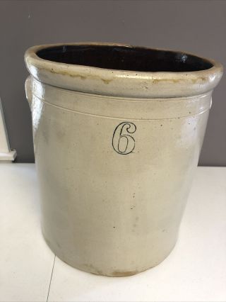1 Vintage/antique 5 Gallon Stoneware Crock 6 Pottery/usa Vry Cond