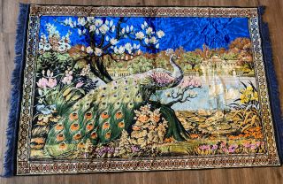 Vintage Woven Peacock Rug Wall Hanging Tapestry 49 " X 76 "