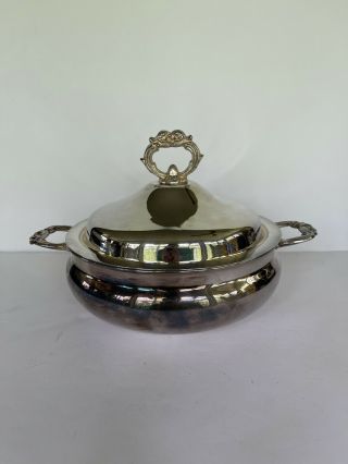 Vintage “english Silver” Mfg Corp Usa By Leonard Footed Casserole Dish With Lid
