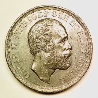 King Oscar Ii Of Sweden – 1881 Medal – Exposition At MalmÖ