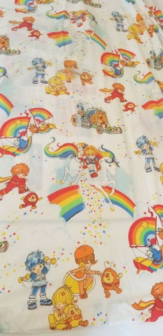 Rainbow Brite Vintage 1983 Fitted Twin Bed Sheet Fabric