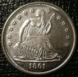 1861 Confederate States Of America Token Half Dollar Medal Csa Civil War Coin