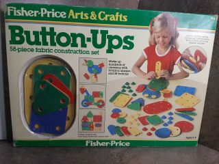 Vintage 1980 Fisher Price Arts & Crafts Button - Ups,  Open Box
