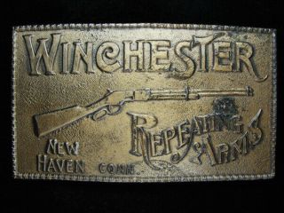 Pb11125 Nos Vintage 1970s Winchester Repeating Arms Brasstone Belt Buckle
