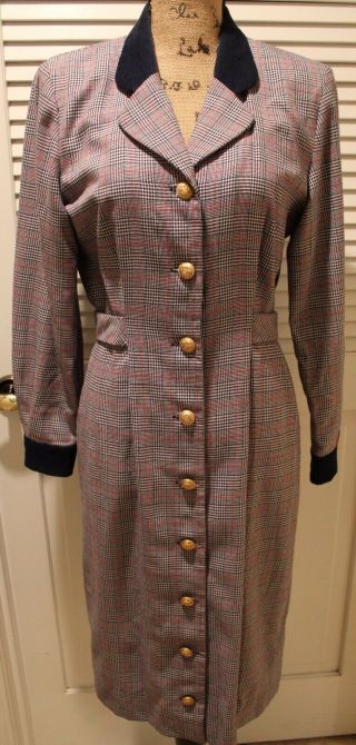 Vintage Lanz Of Salzburg Dress Size 10 Plaid Long Sleeve Button Front